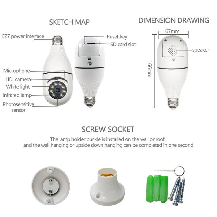 360 Degree 3MP HD Smart WiFi Bulb Camera 360 Degree 3MP HD Smart WiFi Bulb Camera
